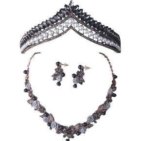 Elegant Black or Clear Crystal Rhinestone Tiara, Necklace and Earrings Sets/Tiara/Necklace and Earrings Sets. Various Styles