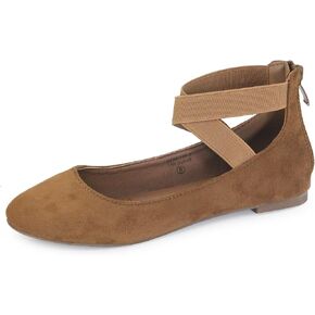 Anna Womens Dana Closed Toe Ankle Strap Slide Flats