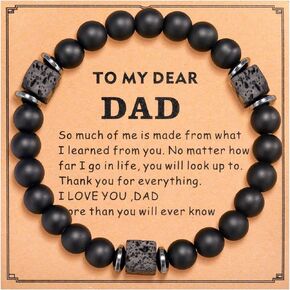 FANCIBAND Men Bracelet for Dad, Grandpa, Stepdad, Bonusdad, Daddy, Papa, Man, Son, Boyfriend, Brother, Nature Stone Bead Bracelets for Men, Father's Day Christmas Valentine's day Thanksgiving Birthday Gifts for Him, Retirement Gifts for Men Women