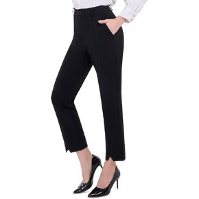 PUWEER Dress Pants Women Business Casual Stretch Ankle Pants for Women Office Cropped Capri Work Pants with Pockets