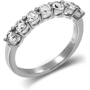 Amazon Collection Sterling Silver 7-Stone Ring made with Infinite Elements Cubic Zirconia