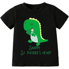 Tkria Toddler Boys Kids St Patricks Day Shirts Clover Shamrock Dinosaur Gnome T-Shirt Lucky Dude Short Sleeve Green Tops