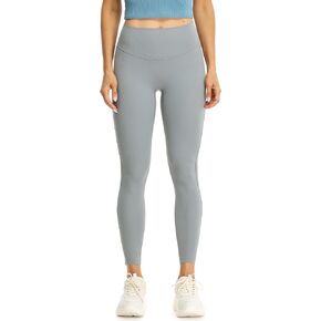 icyzone Women's Ribbed Workout Leggings, Tummy Control Athletic Running Yoga Pants 25"