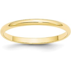 Sonia Jewels 10k Yellow Gold 2mm Plain Classic Dome Wedding Band Ring