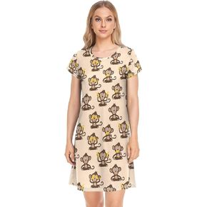 Nightgowns for Women Pajamas Dress Short Sleeves Shirt Casual Loungewear Sleepwear in Kuwait