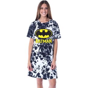 INTIMO DC Comics Batman Womens' Bat Symbol Nightgown Sleep Pajama Shirt Tie-Dye