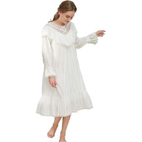 Victorian Princess Style Cotton Nightgown for Women Vintage Palace Sleepwear