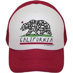 JP DOoDLES California Bear Flag Hat Kids Trucker Hat. Baseball Mesh Back Cap fits Baby, Toddler and Youth