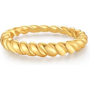 espere Thin Bubble Dome Ring | 18K Gold Plated Ribbed Dome Stackable Ring | Gold Thick Band Ring