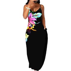 SheKiss 2024 Women's Casual Summer Floral Long Maxi Dresses Floor Length Sleeveless Plus Size Sundresses