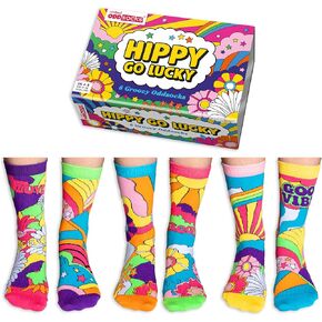 Hippy Go Lucky Box of 6 Odd Socks for Ladies US 6½-10½