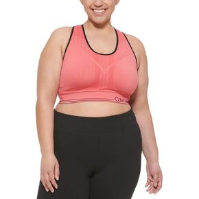 Calvin Klein Performance Womens Plus Medium Support Sports Bra Pink 2X