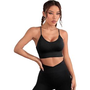 Verdusa Women's Criss Cross Back Sport Bra Light Support Yoga Cami Top