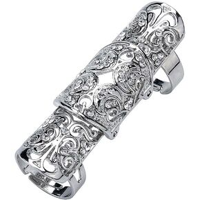 Full Finger Jointed Long Adjustable Ring for Women Fit Finger Size 7 to 10 - Knuckle Armor Ring - 2.5 inch - Halloween Party Costume Accessories Jewelry Gifts