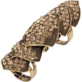 Full Finger Jointed Long Adjustable Ring for Women Fit Finger Size 7 to 10 - Knuckle Armor Ring - 2.5 inch - Halloween Party Costume Accessories Jewelry Gifts