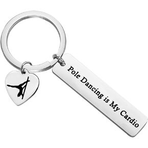 HOLLP Pole Dancer Gift Stripper Keychain Pole Dancing is My Cardio Keyring for Pole Dancing Lovers