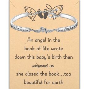 LQRI Baby Memorial Gift I Carried You Every Second Of Your Life Angel Wing Footprint Bracelet Heaven Miscarriage Sympathy Gift