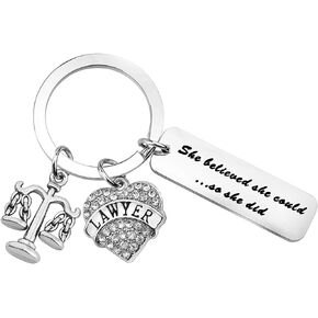 MYOSPARK Scales of Justice Lawyer Keychain She Believed She Could Law School Graduation Gift