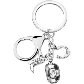 SEIRAA Cowboy Keychain Hat Boot Horseshoe Jewelry Cowboy Boots Keychain Cowboy Cowgirl Horse Lover Gifts