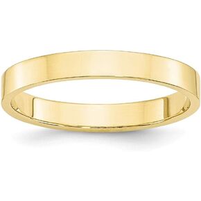 10K Yellow Gold 3mm Flat Wedding Band Ring Sizes 4 to 14