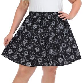 HDE Women's Plus Size Skater Skirt Elastic Waist Pleated Mini Circle Skirts