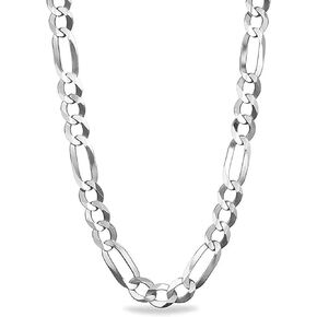 Savlano 925 Sterling Silver 7.5mm Italian Solid Figaro Link Chain Necklace With Gift Box For Men & Women - Made in Italy