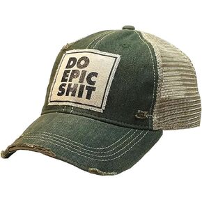 VINTAGE LIFE Distressed Baseball Caps Funny Trucker Hats with Sayings, Unisex (Do Epic Shit (Dark Green))