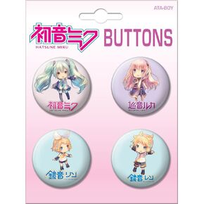 Ata-Boy Hatsune Miku Chibi Characters Set of 4 1.25" Collectible Buttons