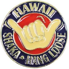 Hawaiian Lapel Or Hat Pin Shaka Red, Blue