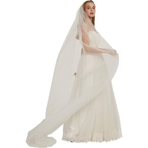 Leimandy Wedding Bridal Veil with Comb 1 Tier Sheer Tulle One Layer Wedding Veil