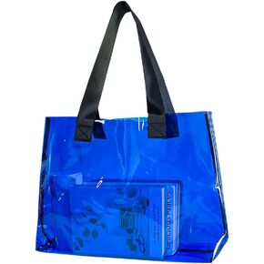 Large Clear Tote Bag-Versatile,Waterproof,Stain Resistant,Transparent Shoulder Tote Bag,Work Shoulder Tote Bag