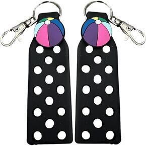 Shoe Charm Keychain Holder for Jibbutz Compatible with Croc Shoe Charms | 2 pk | Black | 1 Charm Included with Each