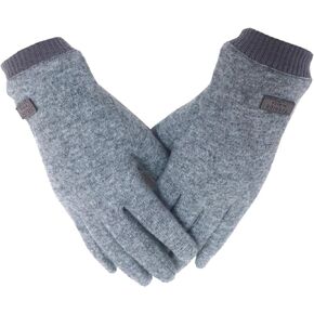 Women's Winter Wool Touchscreen Gloves with Elastic Cuff and Warm lining