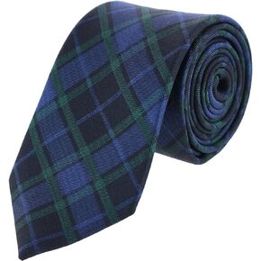 Trafalgar Men's Ives Green and Navy Blackwatch Plaid Silk Necktie