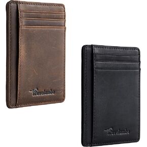 محفظة Travelambo ذات الجيب الأمامي البسيط من الجلد بتصميم نحيف وحجب RFID in Kuwait