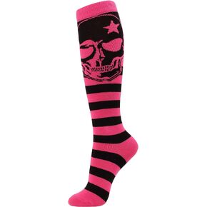 Women's Knee High Socks Skull Dot Heart Fashion Novelty Stocking Gift Funny For Teen Girl Cotton