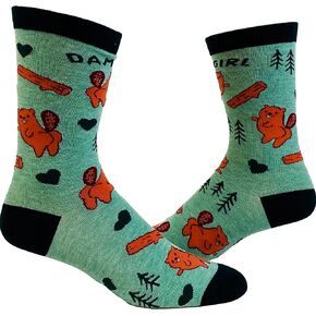 Crazy Dog T-Shirts Women's Dam Girl Socks Funny Damn It Beaver Dam Novelty Saying Quote Footwear