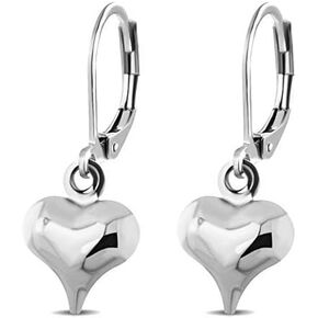 555Jewelry Stainless Steel Heart Shaped Earrings for Women - Heart Hoop Earrings, Heart Love Cute Dangle Drop Lever Back Earrings - 1.1 inches