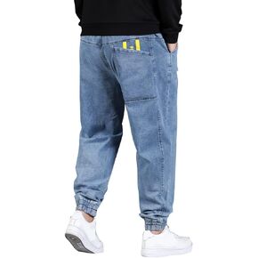 XYGJZ Men's Denim Jogger Pants Loose Fit Casual Jeans Trousers