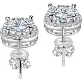 Moissanite Stud Earrings for Womens 4 Carat S925 Sterling Silver Earrings for Women D Color VVS1 Clarity Moissanite Earrings