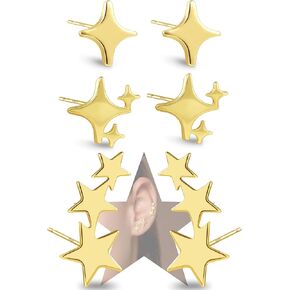 Sterling Silver Star Earrings Hypoallergenic Small Stud Earrings for Women Teen Girls