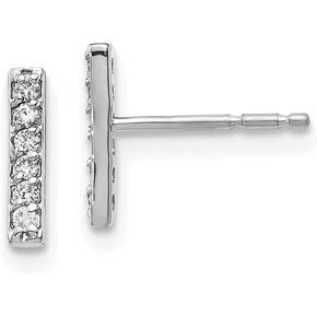 Diamond2Deal 14k White Gold Diamond Bar Stud Earrings Fine Jewelry for Women (L-9.5 mm W-2 mm) in Saudi Arabia