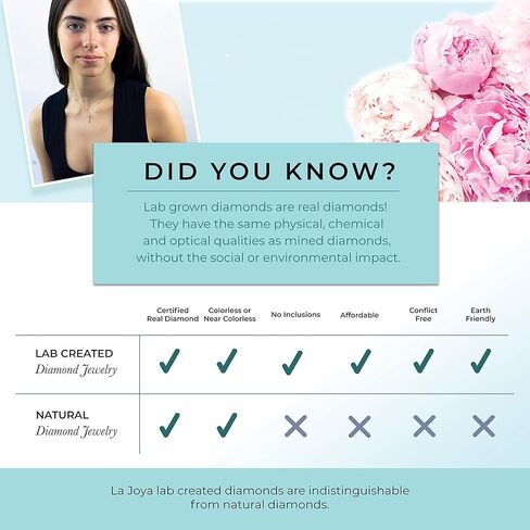 قلادة ألماس La Joya 1 1/2 قيراط TW Lab Grown للنساء - قلادة من الذهب الصلب عيار 10 قيراط على شكل هالة من الألماس للنساء - مصحوبة بسلسلة ذهبية قابلة للتعديل in Kuwait