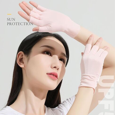 MUGANYI Women Sunblock Gloves UV Protection Summer Non Slip Fingerless Driving Gloves in Saudi Arabia