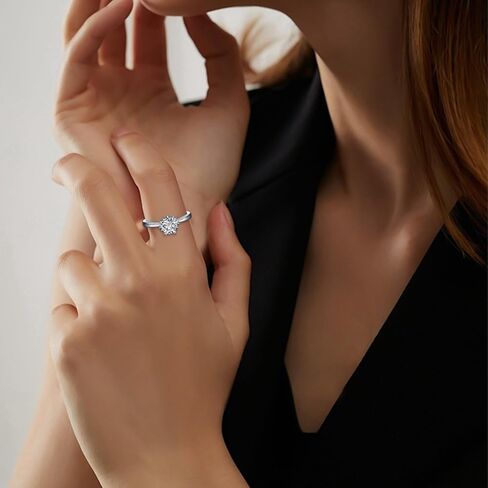 Moissanite Women's Engagement Rings, Solitaire Promise Rings VVS1 Clarity 1Ct Sterling Silver with 18K Gold Plated Wedding band in Saudi Arabia