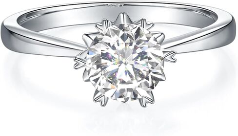 Moissanite Women's Engagement Rings, Solitaire Promise Rings VVS1 Clarity 1Ct Sterling Silver with 18K Gold Plated Wedding band in Kuwait