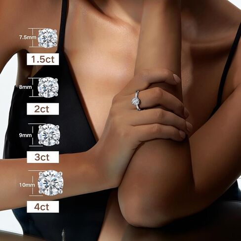 Moissanite Women's Engagement Rings, Solitaire Promise Rings VVS1 Clarity 1Ct Sterling Silver with 18K Gold Plated Wedding band in Kuwait