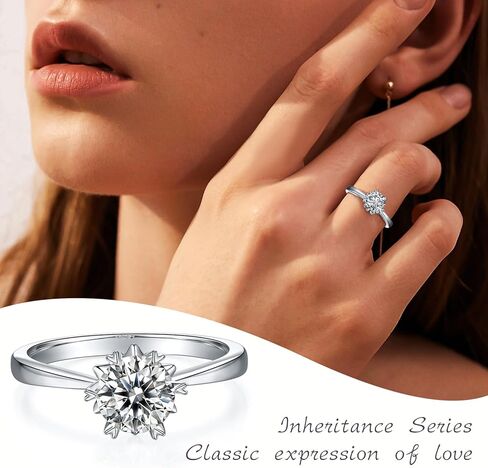 Moissanite Women's Engagement Rings, Solitaire Promise Rings VVS1 Clarity 1Ct Sterling Silver with 18K Gold Plated Wedding band in Kuwait