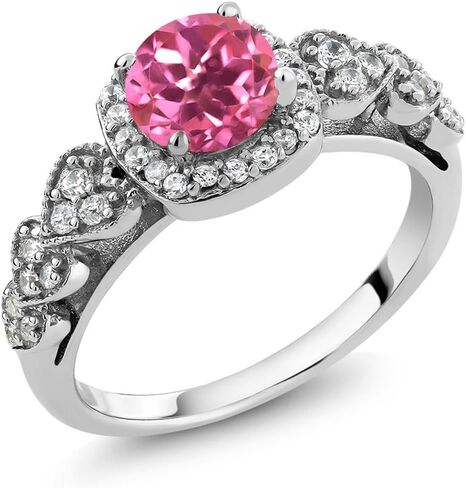Gem Stone King 925 Sterling Silver Pink Mystic Topaz Engagement Ring For Women (1.32 Cttw, Available 5,6,7,8,9) in Saudi Arabia