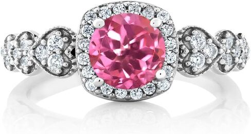 Gem Stone King 925 Sterling Silver Pink Mystic Topaz Engagement Ring For Women (1.32 Cttw, Available 5,6,7,8,9) in Saudi Arabia